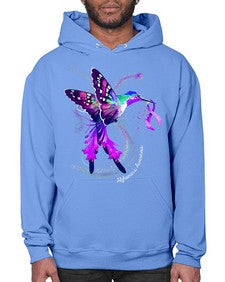 Hummingbird Holding Purple Ribbon Alzheimers Awareness 166# - alzheimers- Hoodie