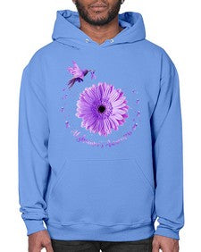 Hummingbird Sunflower Purple Ribbon Alzheimers Awareness 167# - alzheimers- Hoodie