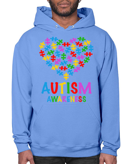 autism awareness heart love puzzle 15# - autism- Hoodie