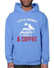 cats book and coffee Style 37# - cats- Hoodie