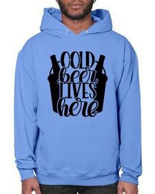 cold beer lives here 872# - beer- Hoodie