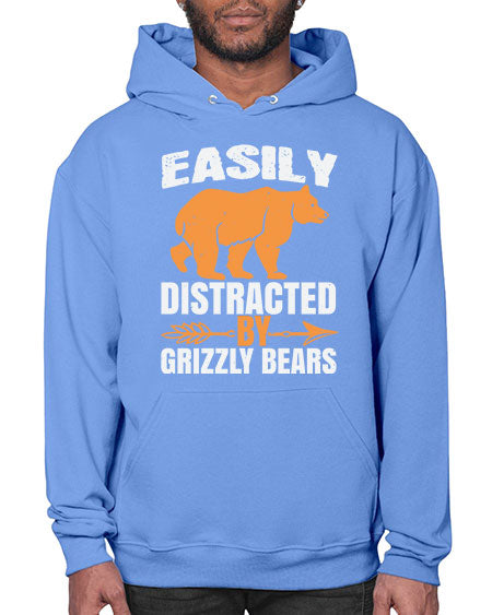easily distracted by grizzly bears 107# - bears - animals- Hoodie