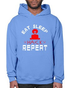 eat sleep hack repeat 48# - computer- Hoodie