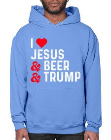 i love jesus beer and trump 1140# - beer- Hoodie
