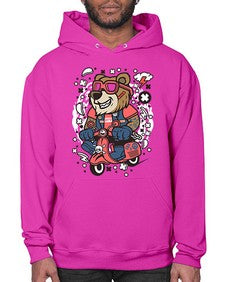 Bear scooterist 16# - cartoon animals- Hoodie