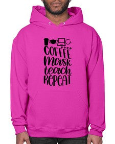 Coffee Mask Teach Repeat Style 660# - teacher- Hoodie