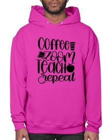 Coffee Zoom Teach Repeat Style 674# - teacher- Hoodie
