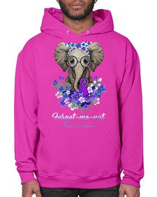 Forget me not Alzheimers Awareness Elephant Flower 150# - alzheimers- Hoodie