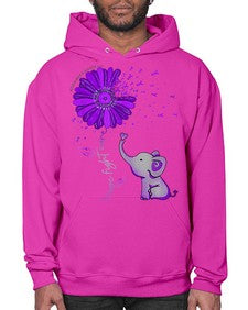 Hope Fight Cure Elephant Alzheimers Purple Ribbon 161# - alzheimers- Hoodie