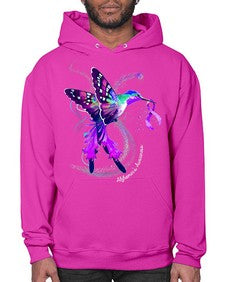 Hummingbird Holding Purple Ribbon Alzheimers Awareness 166# - alzheimers- Hoodie