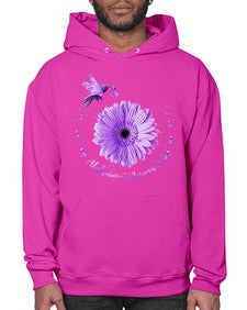 Hummingbird Sunflower Purple Ribbon Alzheimers Awareness 167# - alzheimers- Hoodie