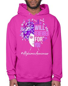 I Will Remember For You Alzheimer Awareness Womens Butterfly 180# - alzheimers- Hoodie
