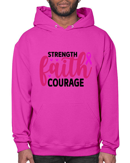 Strength Faith Courage 8# - breast cancer- Hoodie