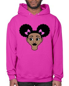 afro puffs girl 76# - black girls or women- Hoodie