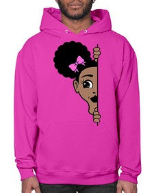 afro puffs girl peekaboo 83# - black girls or women- Hoodie