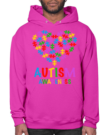 autism awareness heart love puzzle 15# - autism- Hoodie