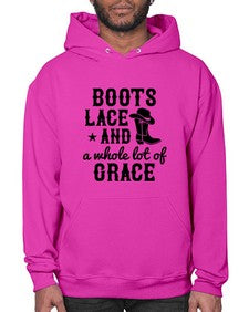 boots lace and a whole lot of grace 268# - western- Hoodie