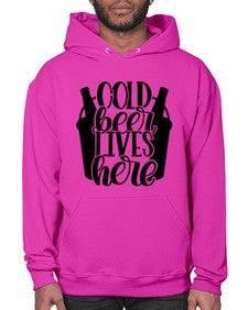 cold beer lives here 872# - beer- Hoodie