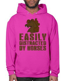 easily distracted by horses - horse- Hoodie