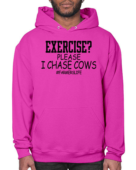 exercise please i chase cows - cow- Hoodie