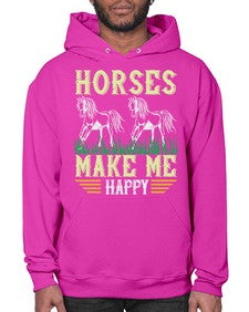 horses make me happy Style 40# - horse- Hoodie
