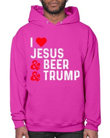 i love jesus beer and trump 1140# - beer- Hoodie
