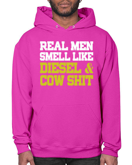 real men smell like diesel and cow poop - cow- Hoodie