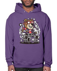 Bear drummer 14# - cartoon animals- Hoodie