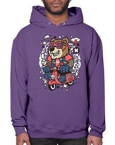 Bear scooterist 16# - cartoon animals- Hoodie