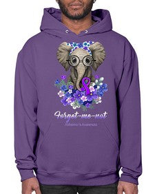 Forget me not Alzheimers Awareness Elephant Flower 150# - alzheimers- Hoodie