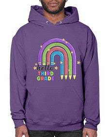 Hello third Grade Pencil Rainbow 347# - third grade- Hoodie