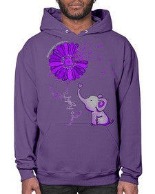 Hope Fight Cure Elephant Alzheimers Purple Ribbon 160# - alzheimers- Hoodie