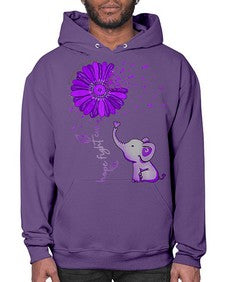 Hope Fight Cure Elephant Alzheimers Purple Ribbon 161# - alzheimers- Hoodie