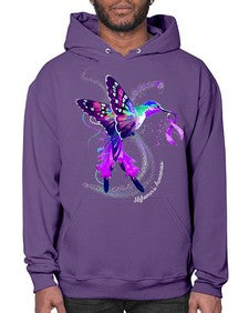 Hummingbird Holding Purple Ribbon Alzheimers Awareness 166# - alzheimers- Hoodie