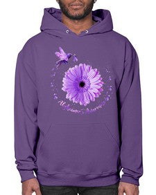 Hummingbird Sunflower Purple Ribbon Alzheimers Awareness 167# - alzheimers- Hoodie