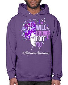 I Will Remember For You Alzheimer Awareness Womens Butterfly 180# - alzheimers- Hoodie