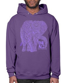 Purple Elephant Alzheimer Awareness 210# - alzheimers- Hoodie
