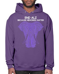 Purple Elephant Alzheimer Awareness 211# - alzheimers- Hoodie