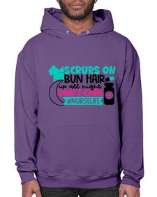Scrubs On Bun Hair Up All Night Dont Care Nurselife Style Style 1385# - nurse- Hoodie