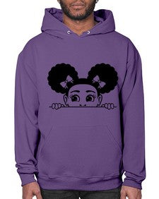 afro puffs girl peekaboo 81# - black girls or women- Hoodie