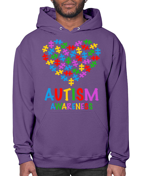 autism awareness heart love puzzle 15# - autism- Hoodie