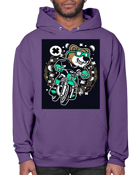 bear motocross rider 37# - bears - animals- Hoodie