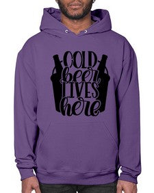 cold beer lives here 872# - beer- Hoodie