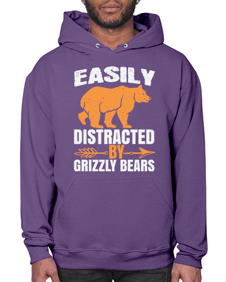 easily distracted by grizzly bears 107# - bears - animals- Hoodie