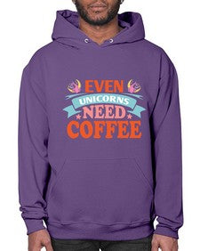 even unicorns need coffee 120# - unicorn- Hoodie