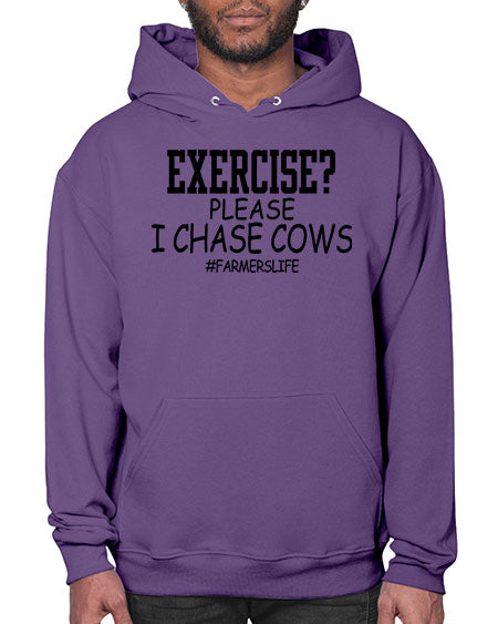 exercise please i chase cows - cow- Hoodie