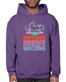 happiness is believing in unicorns 152# - unicorn- Hoodie