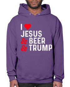 i love jesus beer and trump 1140# - beer- Hoodie
