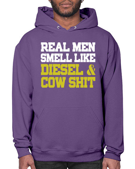 real men smell like diesel and cow poop - cow- Hoodie
