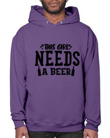 this girl needs a beer 432# - beer- Hoodie